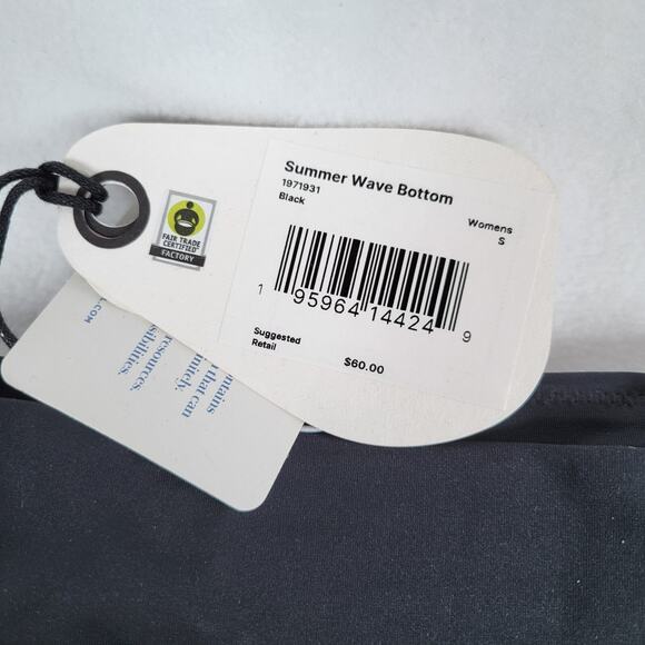 Prana Womens Summer Wave Bikini Swim Bottom Size Small Black Outdoor Lined - Picture 3 of 9